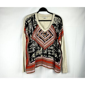 CAbi Silk Front Top Women's Size Medium Long Sleeve Blouse Oversized Funky